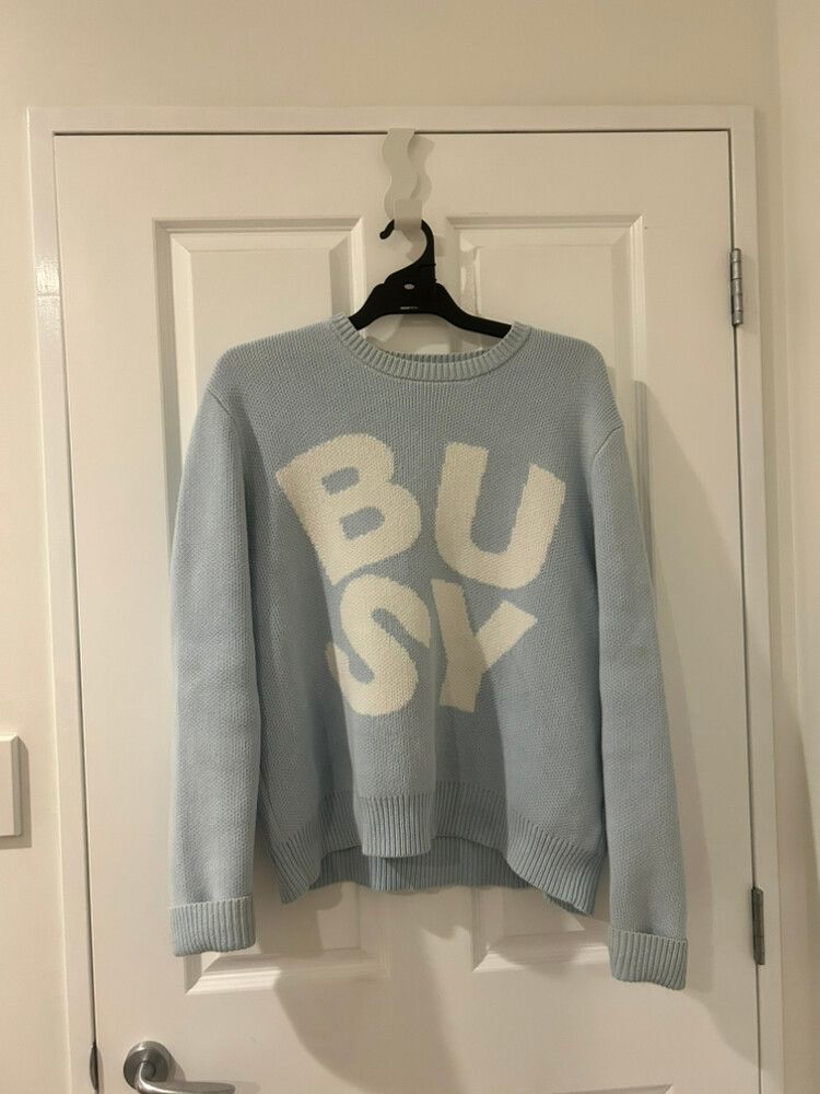 Sorryimbusy Blue Busy Knit Jumper