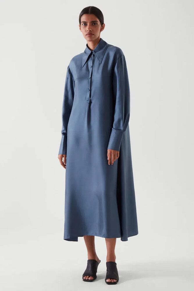 COS Silk midi shirt dress
