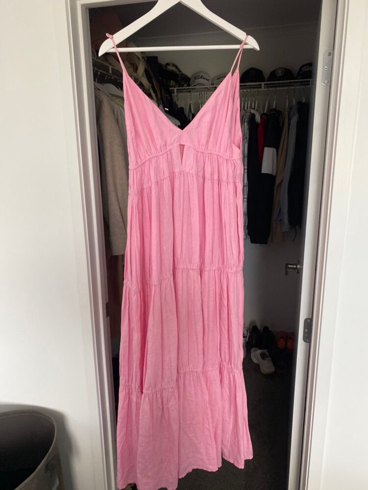 seed pink dress Womens SEED HERITAGE Voile Floral Off Shoulder Maxi Dress Size 8 RARE RRP$229.95