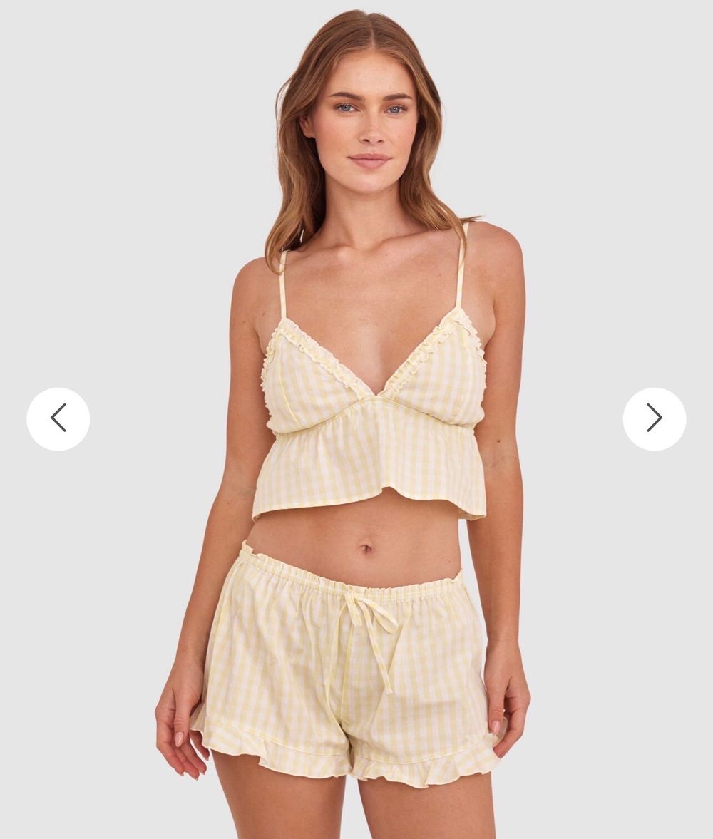 Yellow Gingham Cami and Shorts Set