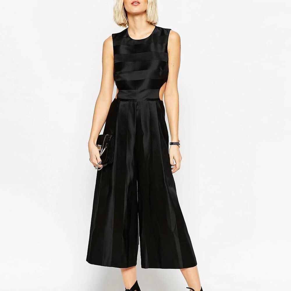 ASOS Premium Jumpsuit with Satin Stripe and Cut Out Detail