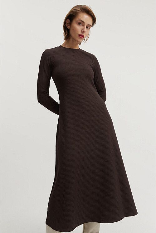 country road rib dress Country Road Button Detail Rib Dress in French Blue