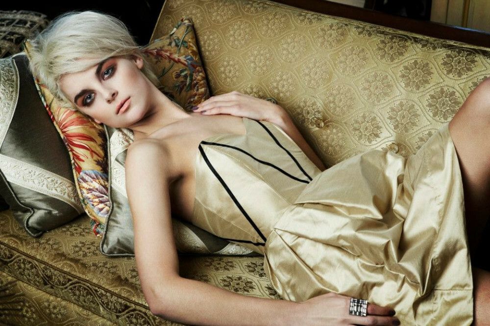 Lara Parker gold strapless dress on Designer Wardrobe