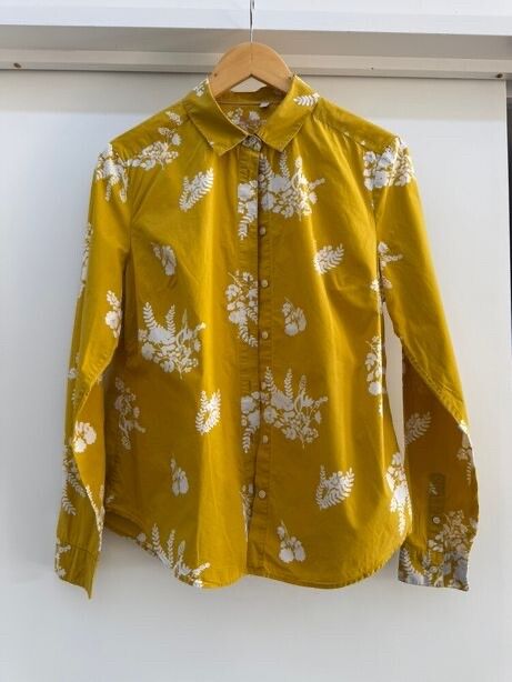 Boden Floral Mustard Long Sleeve Shirt Sz 14