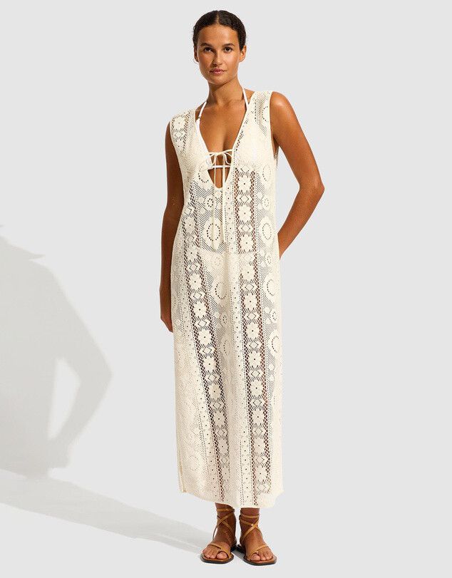 crochet shift dress The Ingela crafted Color:Light Beige 32 This relaxed shift pfid:318751 Snow White Dress