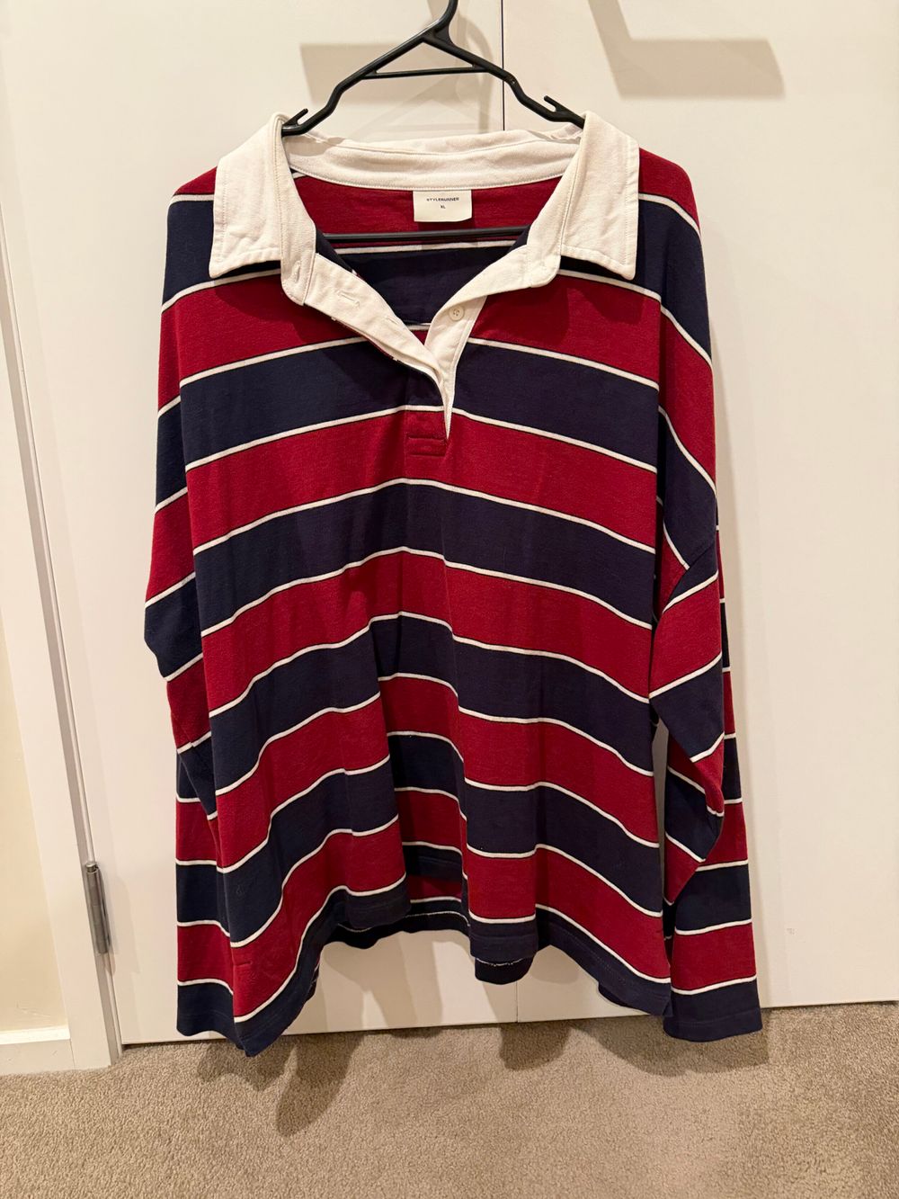 Stylerunner Red Navy Striped Rugby Shirt