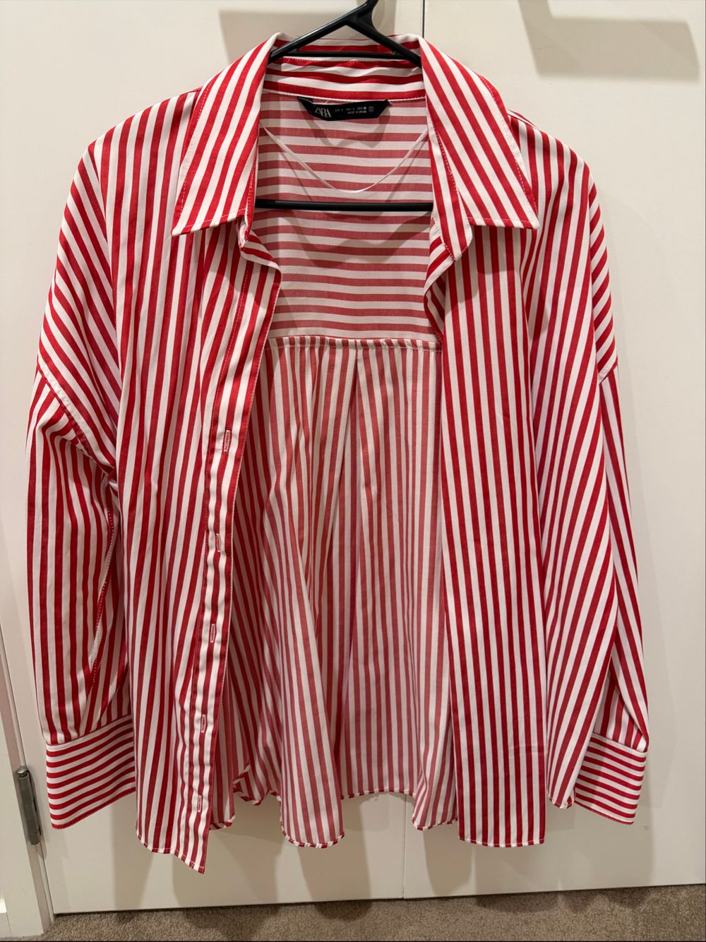 Zara Red and White Striped Shirt
