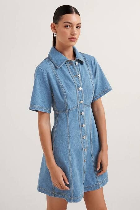 white christmas dresses Saddle Stitch Dress-Denim Large main image 1