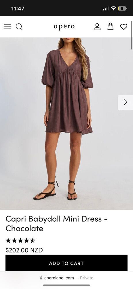 Apero Babydoll Dress Chocolate