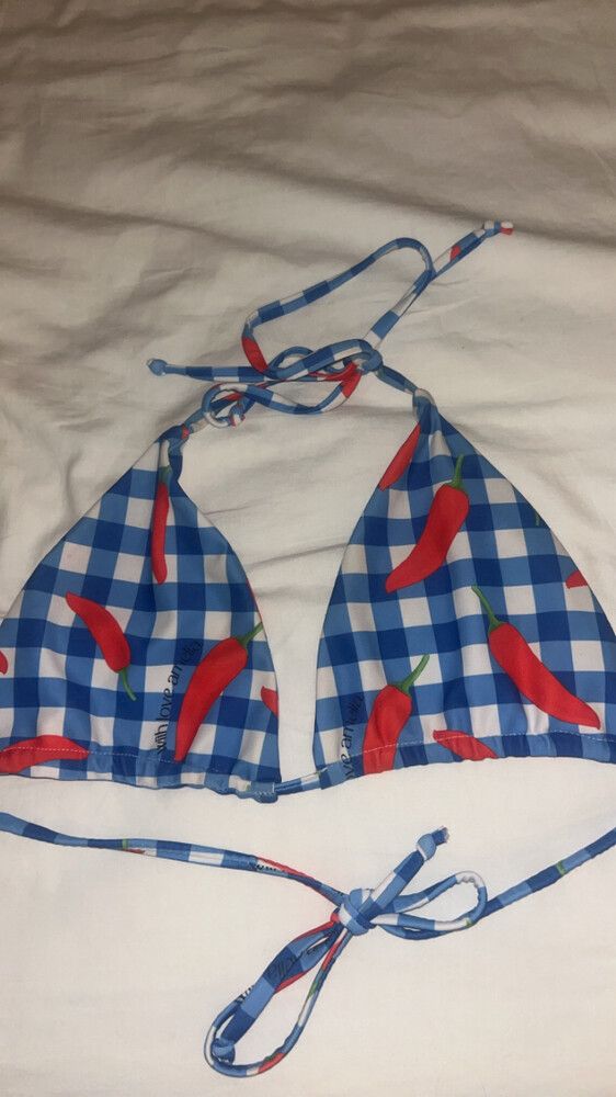 With Love Amelia Blue Gingham Bikini Top