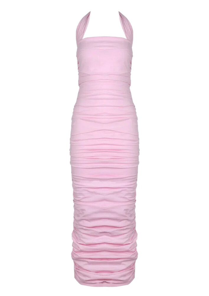 halterneck jersey dress La Femme 23418 - Long Jersey Sheath Dress