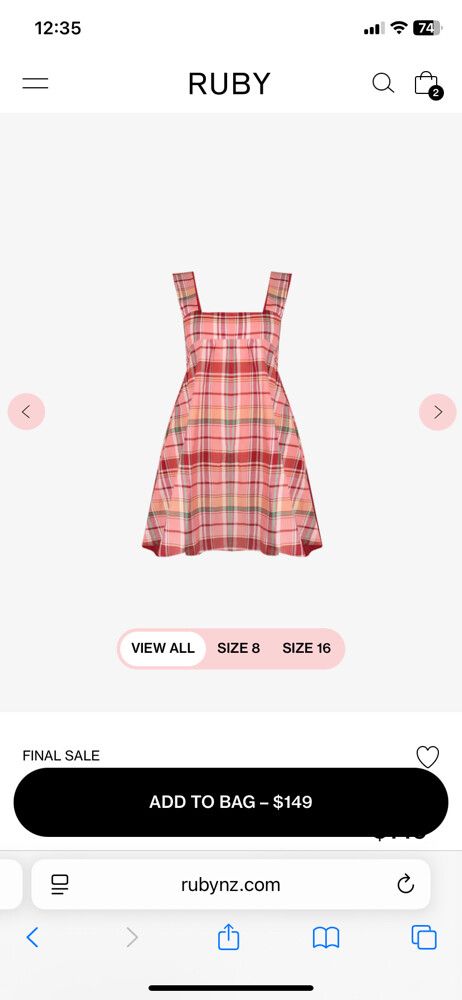 RUBY Margie Tie Mini Dress Peachie Tartan