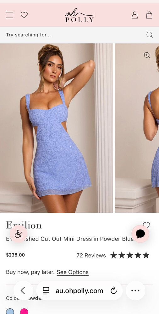 white christmas dresses Embellished Cut Out Mini Dress in Powder Blue main image 1