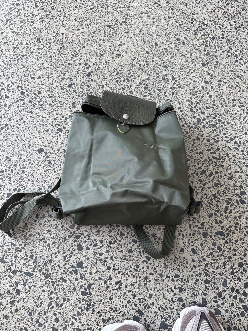 Longchamp Khaki Nylon Backpack