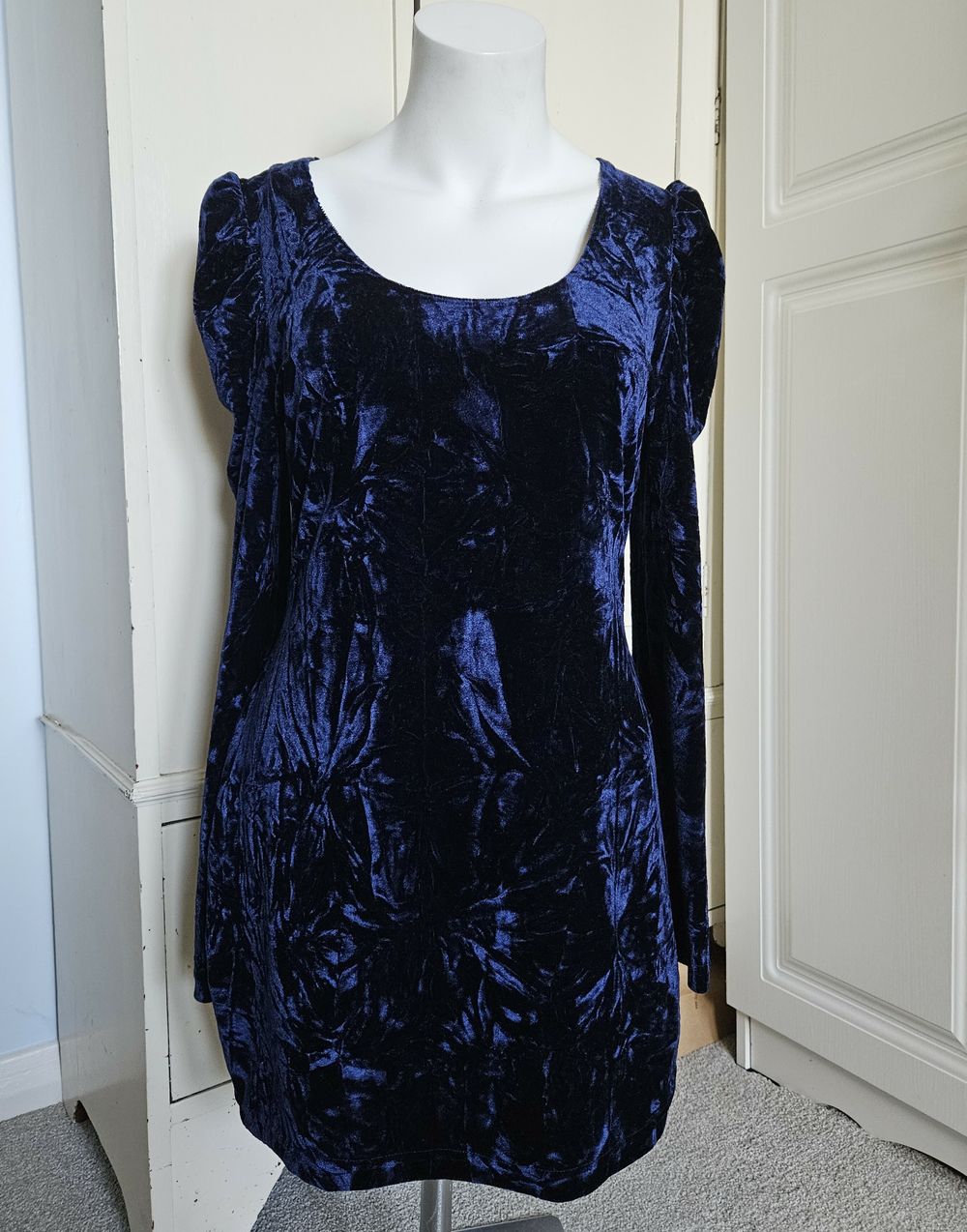 Blue crushed velvet top or dress