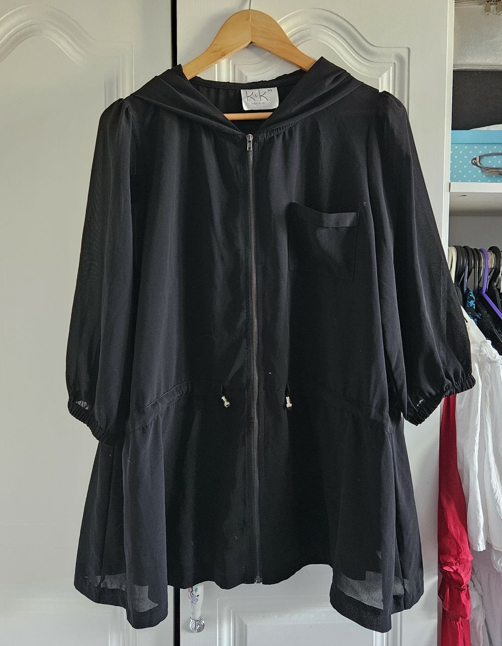 Sheer black hooded jacket