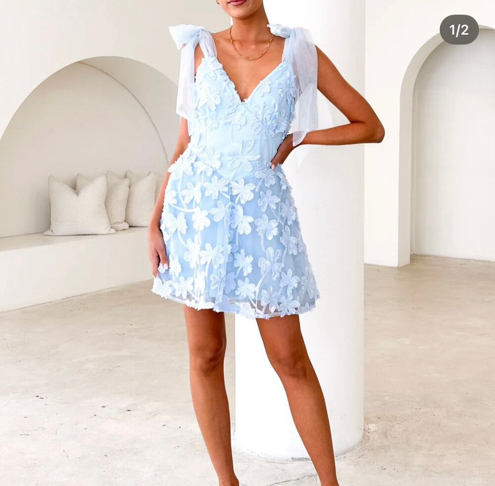 angel biba blue dress Angel Biba Blue Dress With Black Lace 10