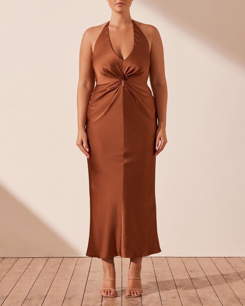 shona joy luxe twist front halter midi dress Shona Joy Luxe Twist Front Halter Midi Dress Rent a Dress