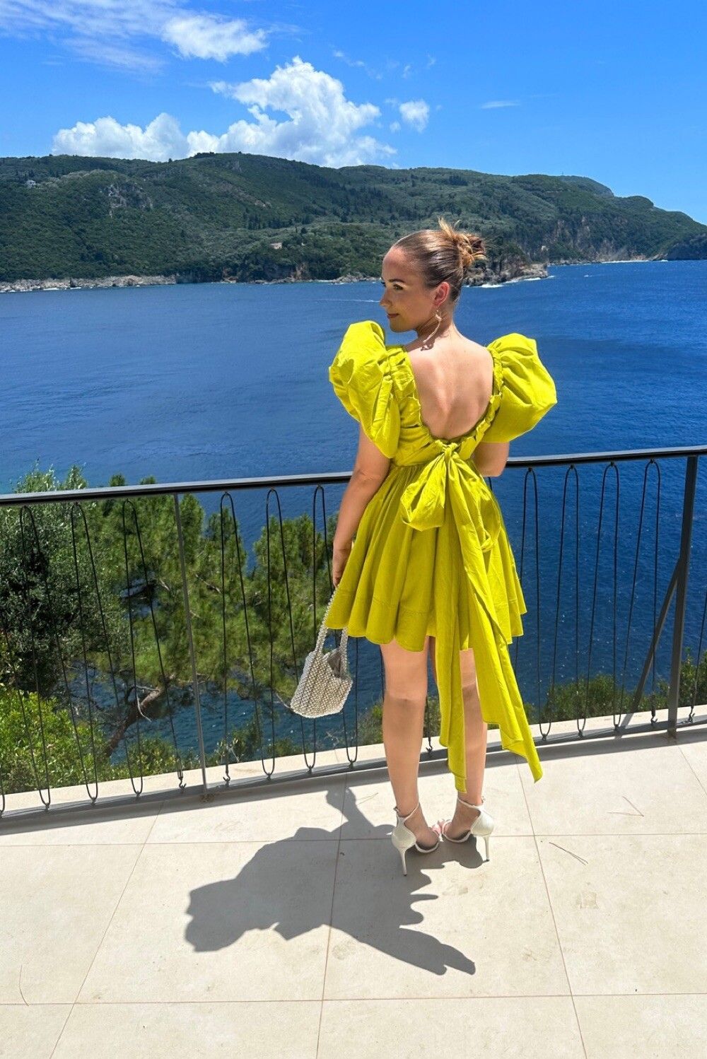 Aje - Gretta Bow Back Mini Dress | CHARTREUSE GREEN on Designer Wardrobe Aje - Gretta Bow Back Mini Dress | CHARTREUSE GREEN on Designer Wardrobe