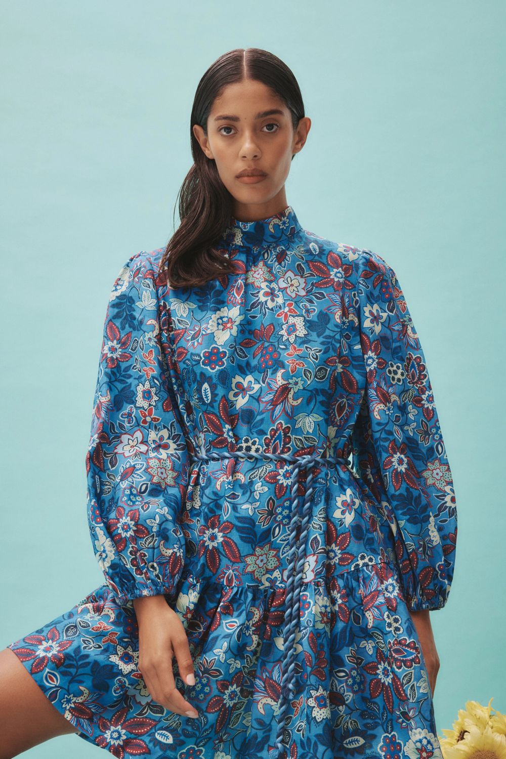 Alemais Isabella Mini Dress Blue/Floral