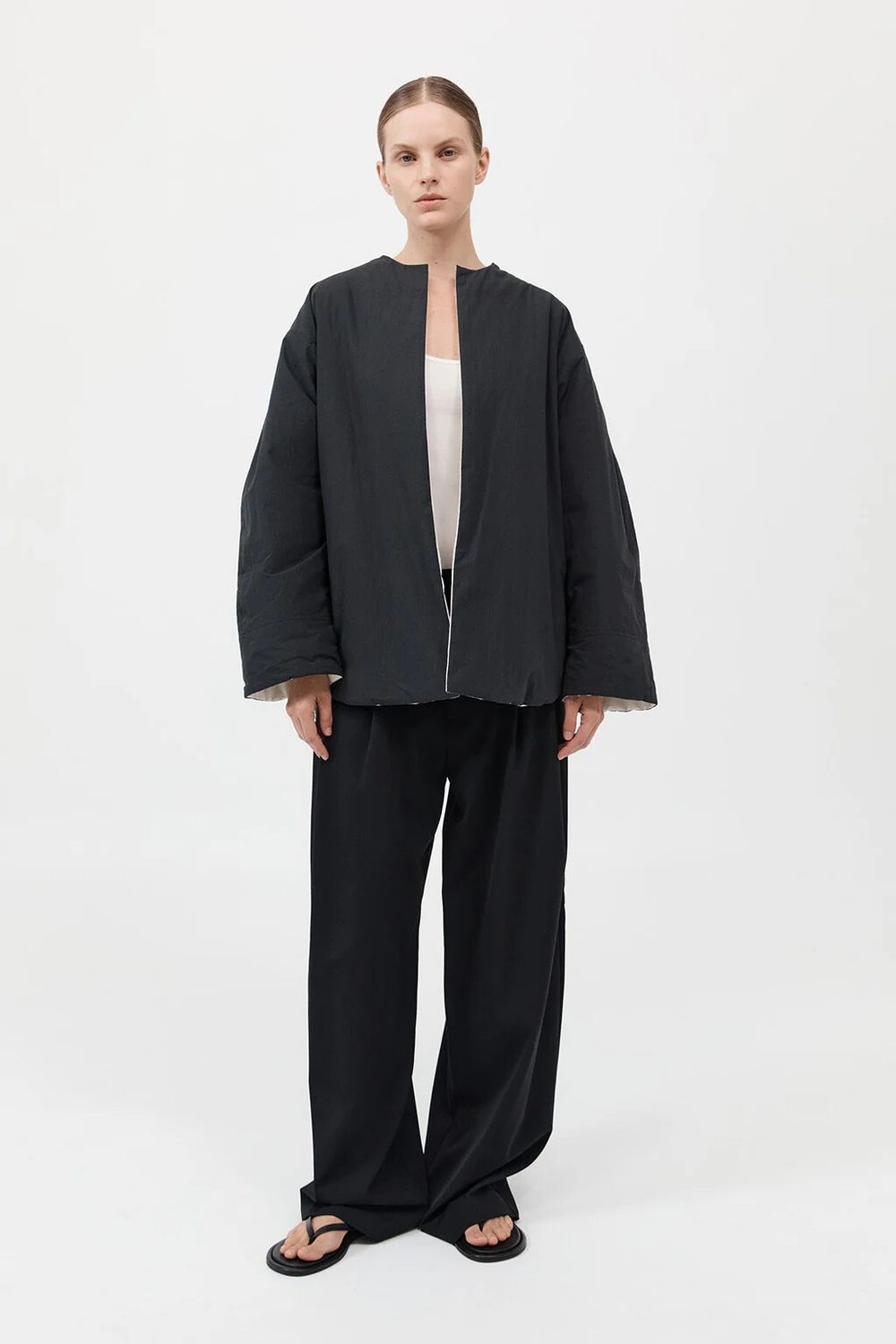 Reversible Pillow Jacket - Black/Cloud Cotton Quilted Organic