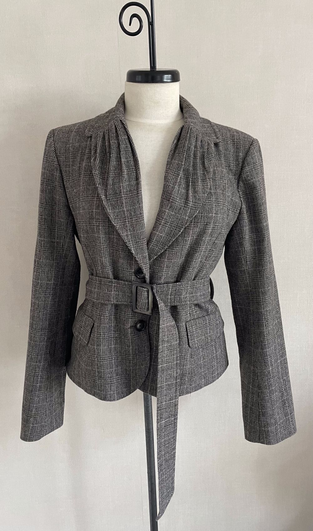Vintage  Belted Wool Blend Blazer - Sinequanone Made in France