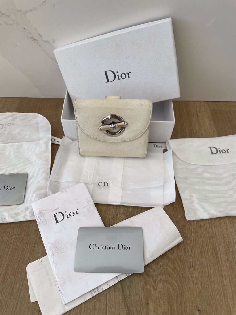 Authentic Vintage Christian Dior White Leather Wallet - John Galliano Era