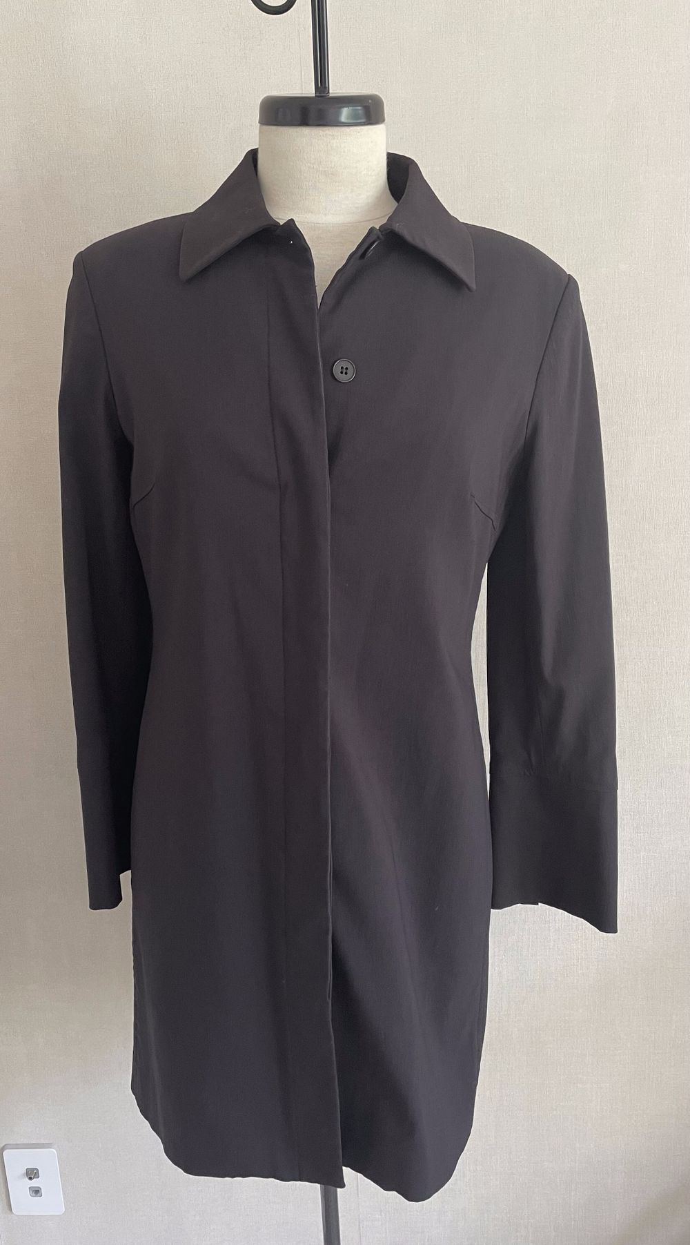 CUE - Rare Archival Chocolate Brown Pantsuit Longline Jacket - Size 10