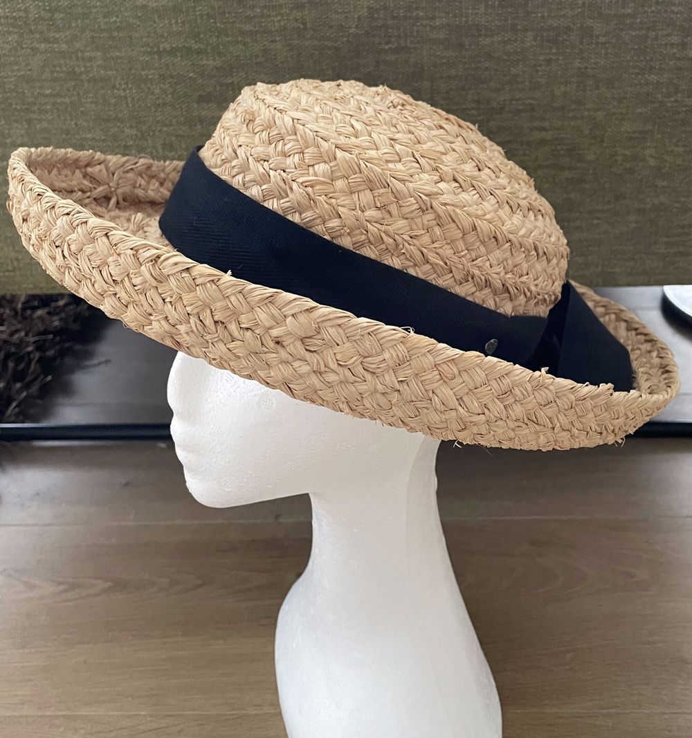 Helen Kaminski "Newport" 100% Raffia Sun Hat with Back Ribbon Bow