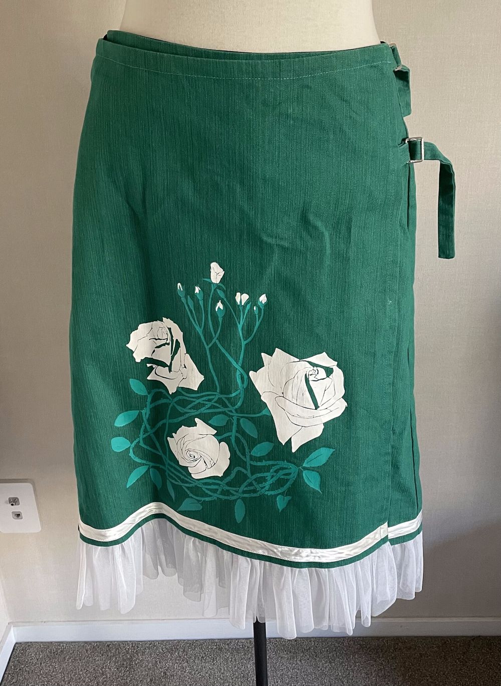 Scintilla Vintage Green Wrap Skirt Roses Tulle Ruffle - NZ Made 12