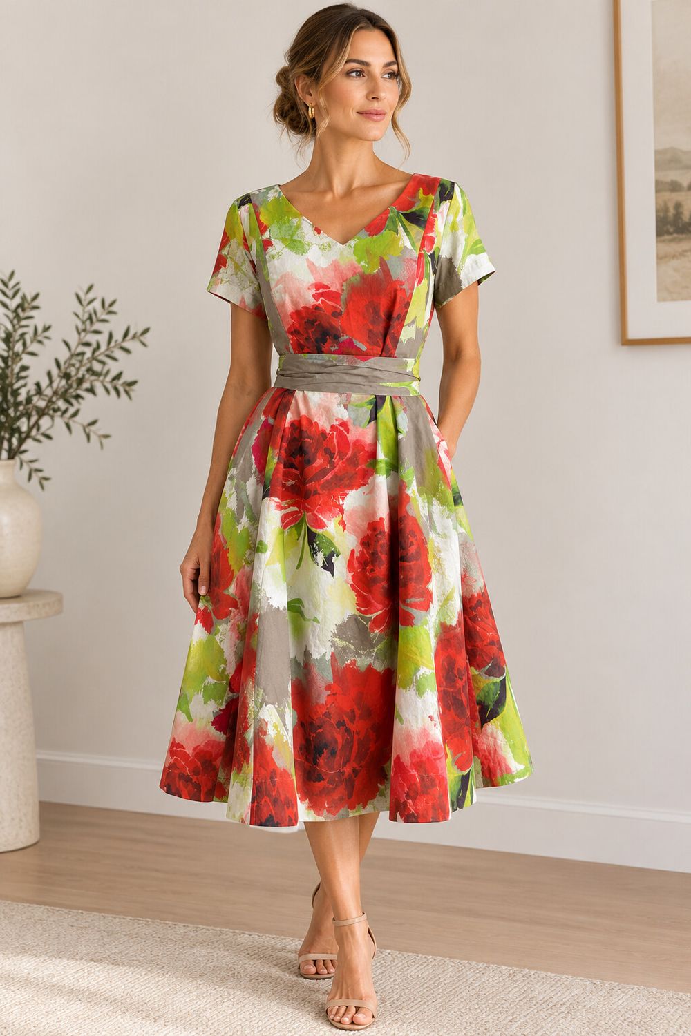 LAURA ASHLEY Cotton 1950s Floral Tea Dress with Tulle - Size 10