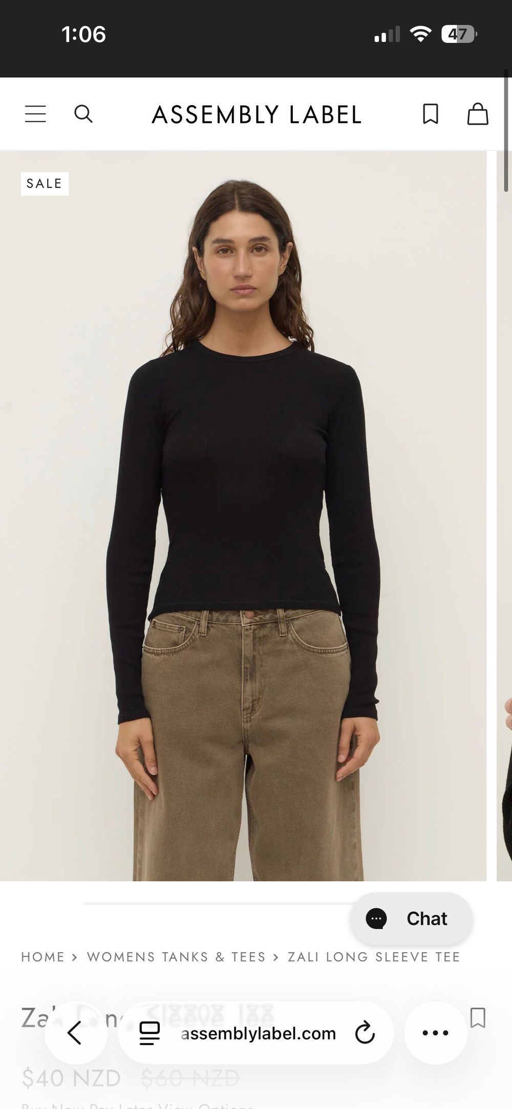 Assembly Label Black Ribbed Long Sleeve Top