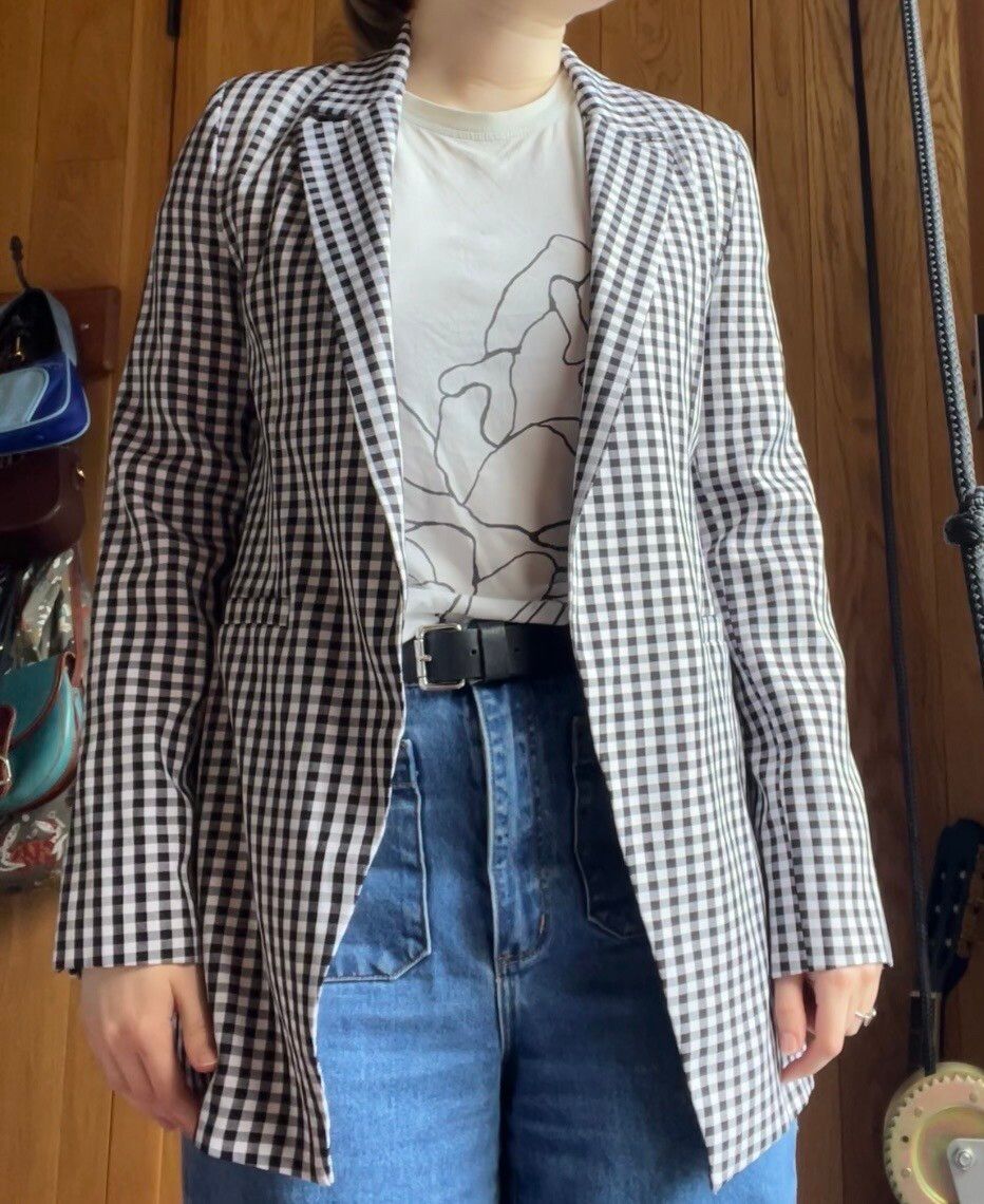 By Johnny Black and White Check Blazer
