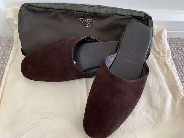Prada Brown Suede Slippers 38
