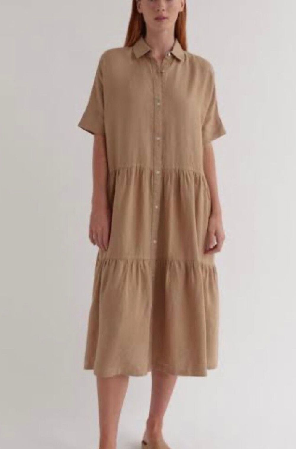 Assembly Label Beige Linen Shirt Dress