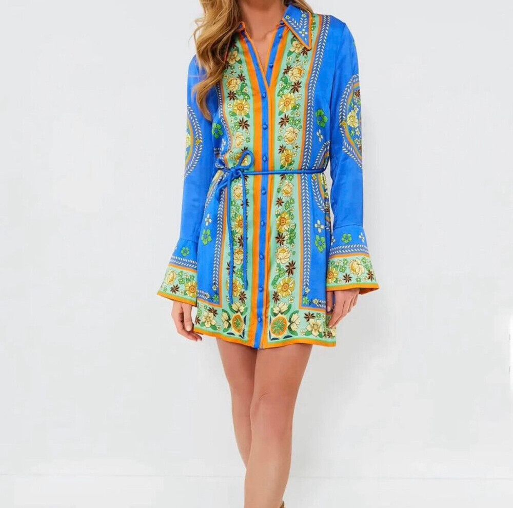 Alemais Blue Floral Mini Dress Size 8