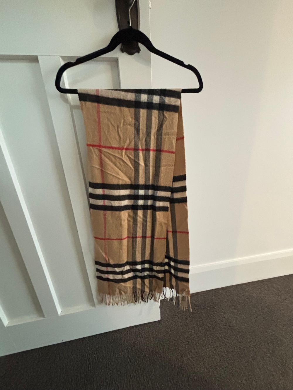 Burberry Beige Check Cashmere Scarf