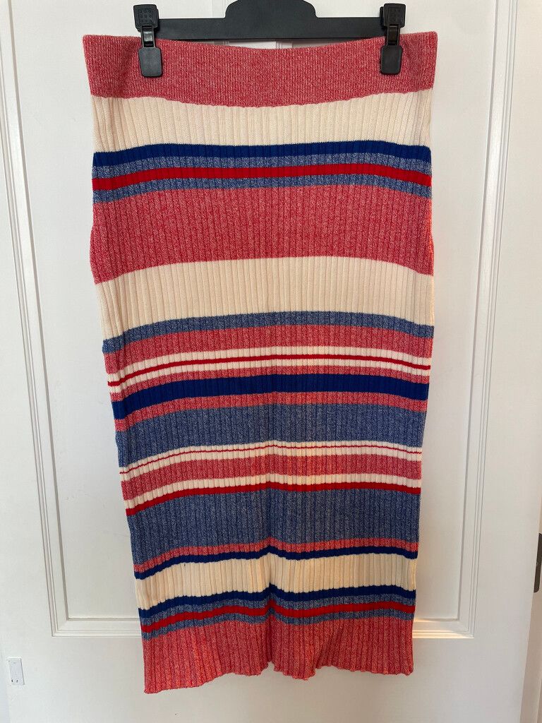 H&M Striped Midi Skirt
