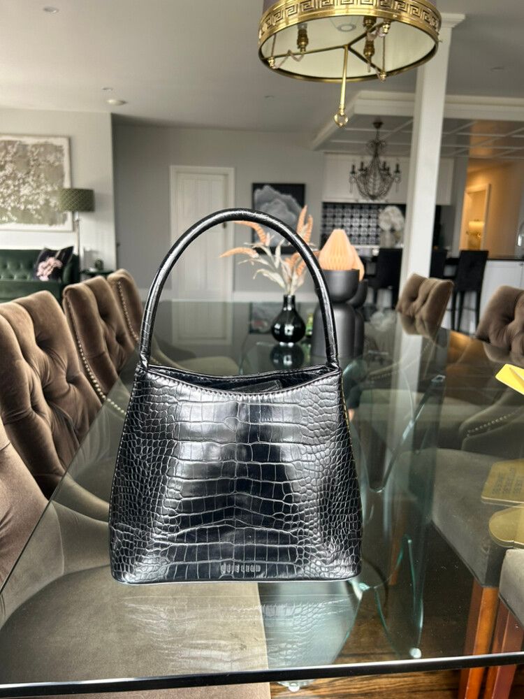 Black Croc Brie Leon Bag