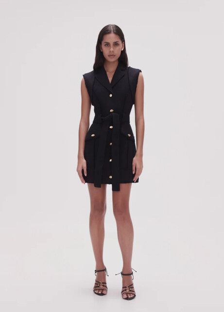 Aje - Black Denim Gold Buckle Dress on Designer Wardrobe