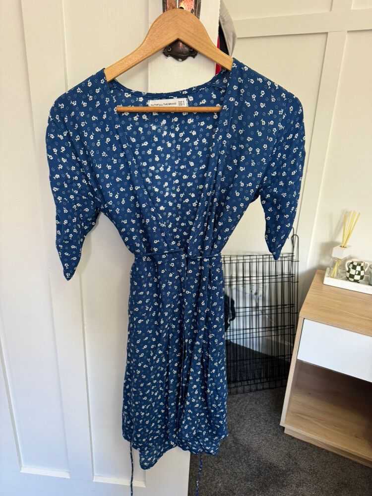 Blue Floral Wrap Dress