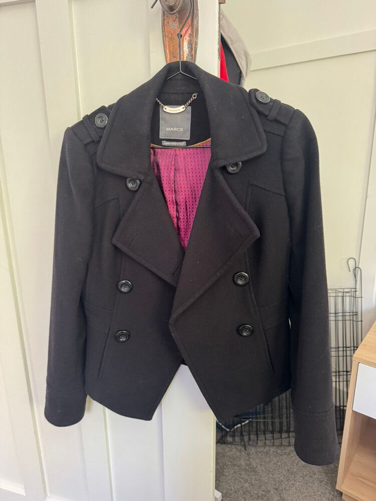 Italian Wool Black Felted Peacoat