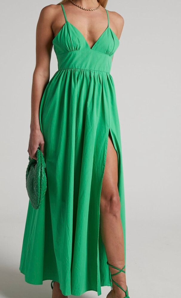Showpo - Showpo Green Maxi Dress on Designer Wardrobe Showpo - Showpo Green Maxi Dress on Designer Wardrobe
