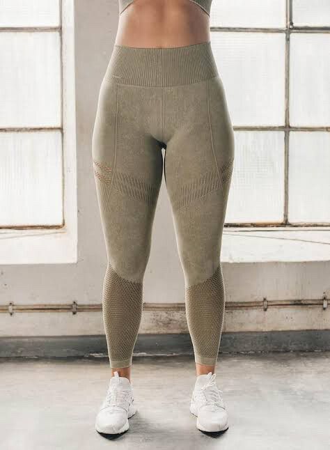 Aim'n - Wild Olive Statement Seamless Tights on Designer Wardrobe