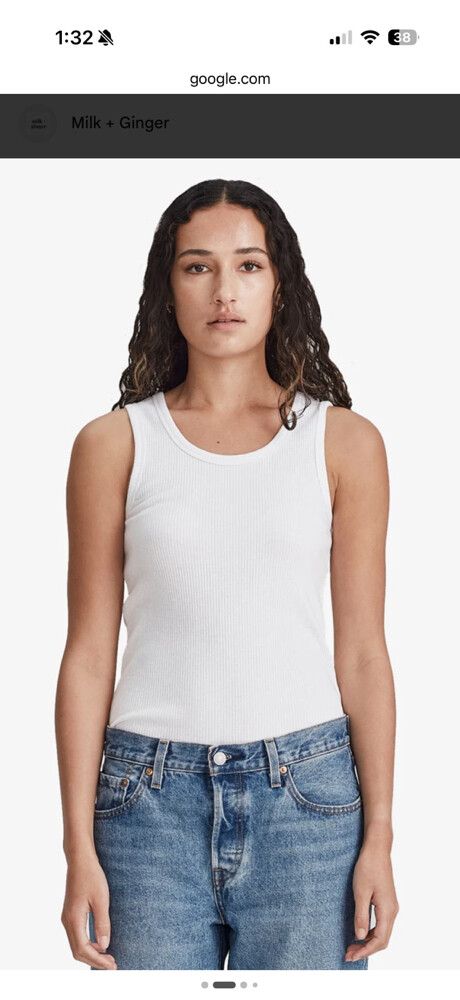 Commoners White Ribbed Tank Top