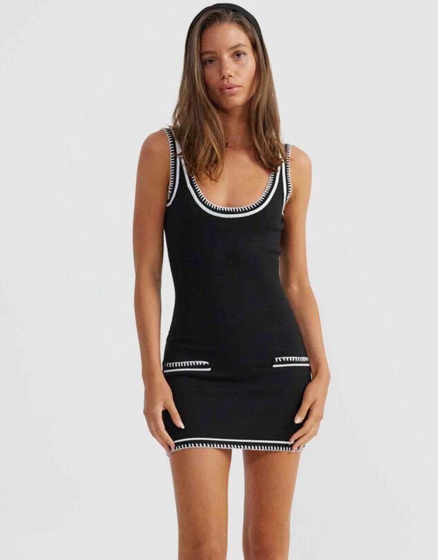 amber diamante trim underbust mini dress - black SNDYS THE LABEL REYNA MINI DRESS
