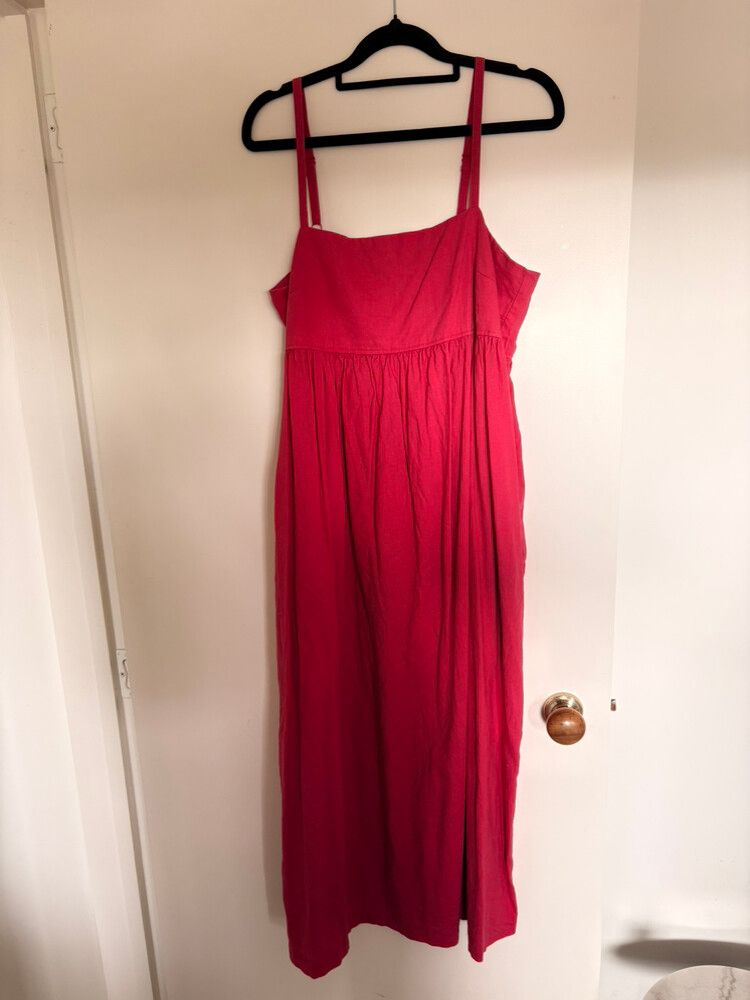 Uniqlo pink Linen Blend Midi Dress