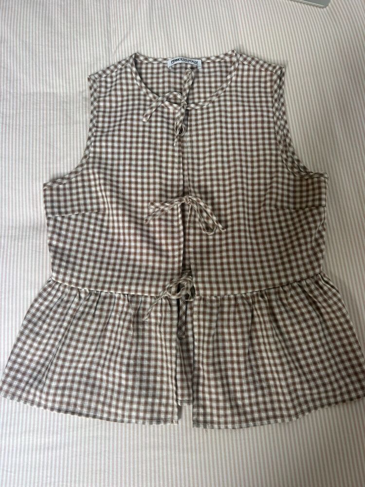Princess Polly Brown Gingham Top