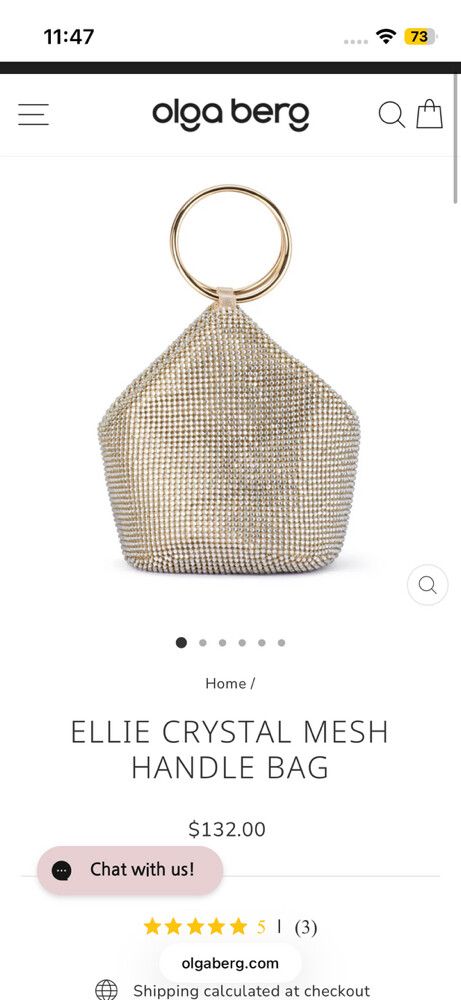 Olga Berg Crystal Mesh Handle Bag
