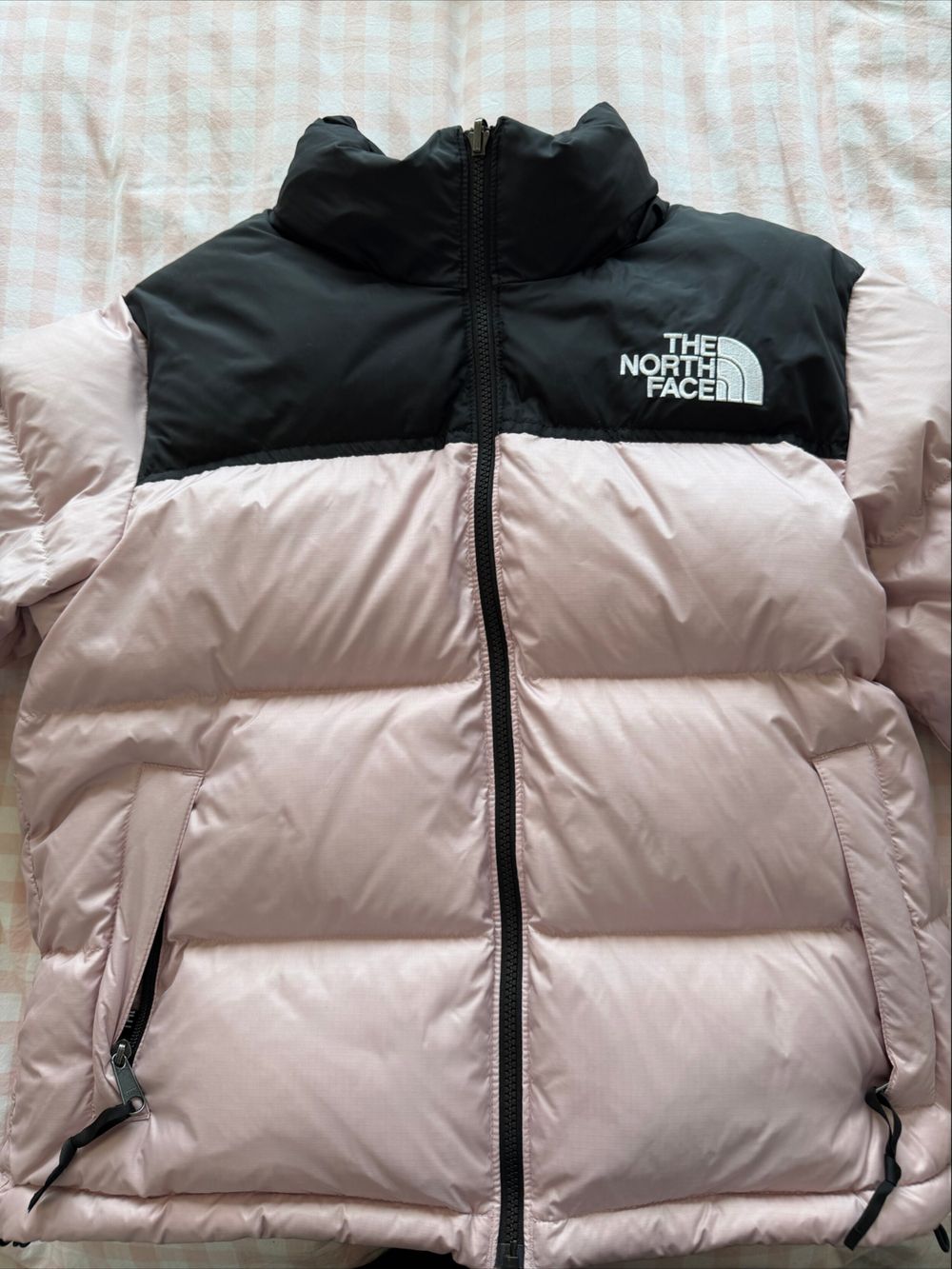 The North Face Pink And Black Puffer Jacket